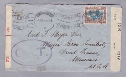 SÜD AFRIKA 1944-10-01 Johannesburg O.A.T. Doppelzensur-Brief Nach Saint-Louis USA - Lettres & Documents