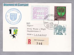 Schweiz Automatenmarken 1978-12-19 Castasegna R-Brief Mit Zu# 1 IV "A4" - Sellos De Distribuidores