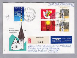 Schweiz Automatenmarken 1979-09-06 Saanen R-Brief Nach Valparaiso Chile Mit 3 X Zu# 1 IV "A4" - Timbres D'automates
