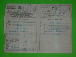Railway,train Retour Ticket,two Way Passenger Voucher,traveler Pass,Kikinda-Cluj,Yugoslavia-Romania,international Trafic - Europa