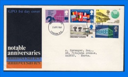 GB 1969-0013, Notable Anniversaries FDC, London E.C. SHS - 1952-1971 Em. Prédécimales