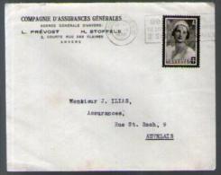 Belgique Lettre Assurances Prévost & Stoffels Anvers CAD Antwerpen 12-09-1936 / TP Antituberculeux 415 Pour Auvelais - Cartas & Documentos