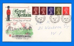 GB 1969-0015, New Definitive Values FDC, London W.1 SHS - 1952-1971 Em. Prédécimales