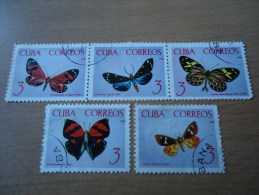 Kuba: 5 Werte  Schmetterlinge - Used Stamps