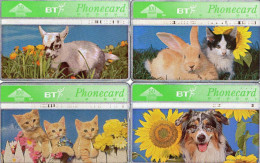 TELECARTES HOLOGRAPHIQUES  ROYAUME-UNI  50/100 UNITS  Printemps  Spring  Dog/Cat/Rabbit/Lamb/Flowers  (lot De 4) - BT Emissions Générales