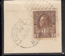 Canada Used Scott #MR4 2c + 1c Admiral On Piece, Cancel: ´Loggieville, N.B. Dec 10 16´ - Tassa Di Guerra