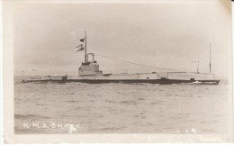 British Submarine HMS Shark At Sea, Sunk In WWII By Planes, C1930s Vintage Real Photo Postcard - Sous-marins