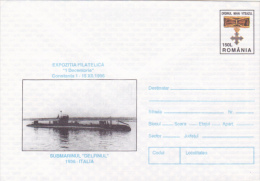 SHIPS, THE SUBMARINE "DELFINUL", 1996, COVER STATIONERY, CONSTANTA, ROMANIA - Submarinos