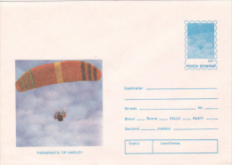 PARACHUTTING, HARLEY PARACHUTTE, 1994, COVER STATIONERY, ROMANIA - Fallschirmspringen