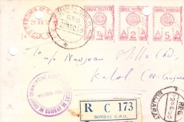India Meter Franking-1953-three Frankings From Bombay-bombay, Baroda And Central India Railway - Cartas & Documentos