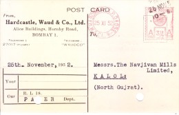 India Meter Franking-1952-3/4 Anna-bombay-hardcastle, Waud And Co. Limited - Storia Postale