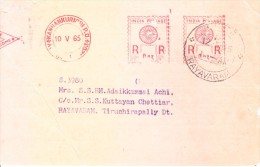 India Meter Franking-1965-two Frankings-0.03 Paise Each-kannankurichi Post Office [uncommon]- Shevepoy Estates Limited- - Brieven En Documenten