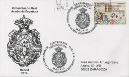 SPAIN. POSTMARK 300th ANNIV. SPANISH ROYAL ACADEMY. MADRID 2014 - Frankeermachines (EMA)