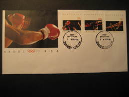 Delcampe - Waratah 1988 BOXING Box Basket Basketball Athletics Gymnastics Seoul Corea Korea Olympic Games Olympics Australia Cover - Boxe