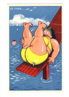 Humour: Le Clou, Clou Dans Les Fesses D´ Une Grosse Femme En Maillot De Bain Sur Un Toboggan (14-1202) - Swimming