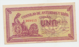 Spain Consejo De Asturias Y León 1 Peseta 1936-37 AXF P S604 - 1-2 Peseten