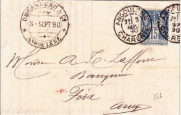 1890 - TYPE SAGE PERFORE "D" Sur LETTRE COMMERCIALE De DURANDEAU Et Cie à ANGOULEME (CHARENTE) - Lettres & Documents