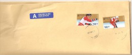 ENVELOPPE GRAND FORMAT AVEC DEUX  TIMBRES  NORVEGE "THEME LE SPORT -  OBLITERES - Storia Postale