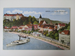 AK / Bildpostkarte 1918 Grein A. D. Donau (Strudengau) Verlag Von J. M. Hiebl, Papierhandlung Dampfschiff - Grein