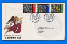 GB 1971-0006, Christmas FDC, Canterbury SHS - 1952-71 Ediciones Pre-Decimales