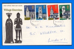 GB 1972-0006, British Architecture - Village Churches FDC, London W.1 HS - 1952-1971 Em. Prédécimales