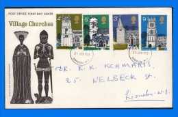 GB 1972-0008, British Architecture - Village Churches FDC, London W.1 HS - 1952-71 Ediciones Pre-Decimales