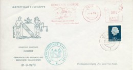 Laatste Dag Enveloppe - Gem. Herindeling Zeeuwsch-Vlaanderen - Groede (1970) - Cartas & Documentos
