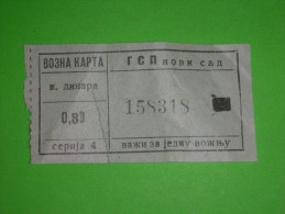 City Transport,bus Ticket,passenger Voucher,autobus Town Travel Pass,Serbia,Yugoslavia,Novi Sad Line,cancelled - Europa
