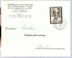 Belgique Lettre Centrale Electrique Entre Sambre & Meuse & Malmédy CAD Auvelais 1936 / TP Antituberculeux 415 - Briefe U. Dokumente