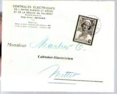 Belgique Lettre Centrale Electrique Entre Sambre & Meuse & Malmédy CAD Auvelais 1936 / TP Antituberculeux 415 - Briefe U. Dokumente