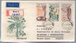 Tchécoslovaquie FDC 1er Jour Recommandé BRNO Par Avion CAD Praha 18-09-1961 TP Blé Maïs Pour Observatoire Haute Provence - FDC