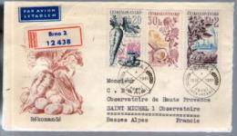 Tchécoslovaquie FDC 1er Jour Recommandé BRNO Par Avion CAD Praha 18-09-1961 / 3 TP Pour Observatoire Haute Provence - FDC