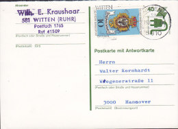 Germany Deutsche Bundespost Uprated Postal Stationery Ganzsache Entier 40 Pf. Postkarte M. Antwort WITTEN 1979 HANNOVER - Cartoline - Usati