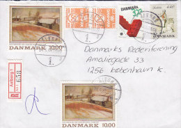 Denmark Registered Einschreiben Recommandé AALBORG Label 1989 Cover Brief Gemälde Paintings & CEPT Stamps - Cartas & Documentos