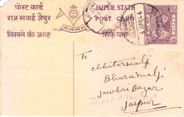 India, Jaipur State Post Card Used In 1946 - Jaipur