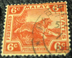 Federated Malay States 1922 Tiger 6c - Used - Federated Malay States