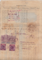 India  QV / KE VII  5  Share Transfer  Revenues  To  10 Rupees  On Document # 62827 Inde Indien - 1882-1901 Keizerrijk