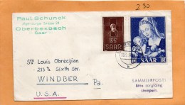 Saar 1954 Cover Mailed To USA - FDC