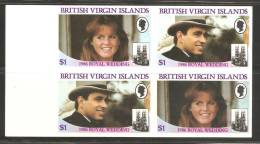 British Virgin Islands 1986 Andrew Royal Wedding $ 1 Pair - Imperforate Setenant Block 4 MNH - British Virgin Islands