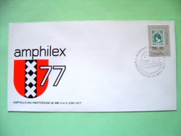 Netherlands 1977 FDC Cover - AMPHILEX - Stamp On Stamp - Train Cancel - Storia Postale