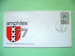 Netherlands 1977 FDC Cover - AMPHILEX - Stamp On Stamp - Parachute Cancel - Cartas & Documentos