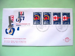 Netherlands 1987 FDC Cover - Red Cross Surtax - Hand - Phone - Booklet Pane Of 4 Stamps - Scott B631a = 4.50 $ - Storia Postale