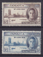Jamaica 1946 Mi. 143-44 A King George VI. Victory Issue Perf. 13½ X 14 Complete Set, MH* - Jamaïque (...-1961)