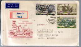 Tchécoslovaquie FDC 1er Jour Recommandé BRNO Par Avion CAD Praha 1-12-1958 / 3 TP Pour Observatoire Saint Genis Laval - FDC