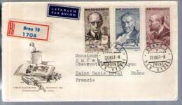 Tchécoslovaquie FDC 1er Jour Recommandé BRNO Par Avion CAD Praha 27-03-1961 / 3 TP Pour Observatoire Saint Genis Laval - FDC