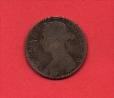 UK, 1892, Circulated Coin VF, 1 Penny, Younger Victoria, Bronze, C1950 - D. 1 Penny