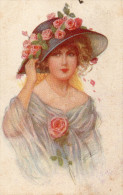 Illustrée Signée Harrison FISHER :  Femme Aux Roses - Fisher, Harrison