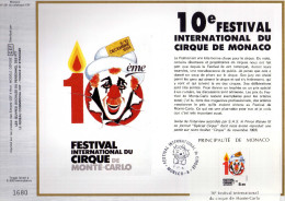 Feuillet Tirage Limité CEF 231 Bloc 10° Festival International Du Cirque De Monaco - Storia Postale