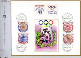 Feuillet Tirage Limité CEF 40 équitation 1er Jour D´émission Jeux Olympiques Munich 1972 - Cartas & Documentos