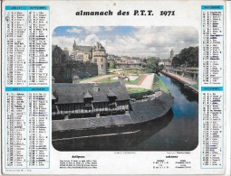 CALENDRIER - ALMANACH DES POSTES ET DES TELEGRAPHES - ANNEE 1971 - Tamaño Grande : 1971-80